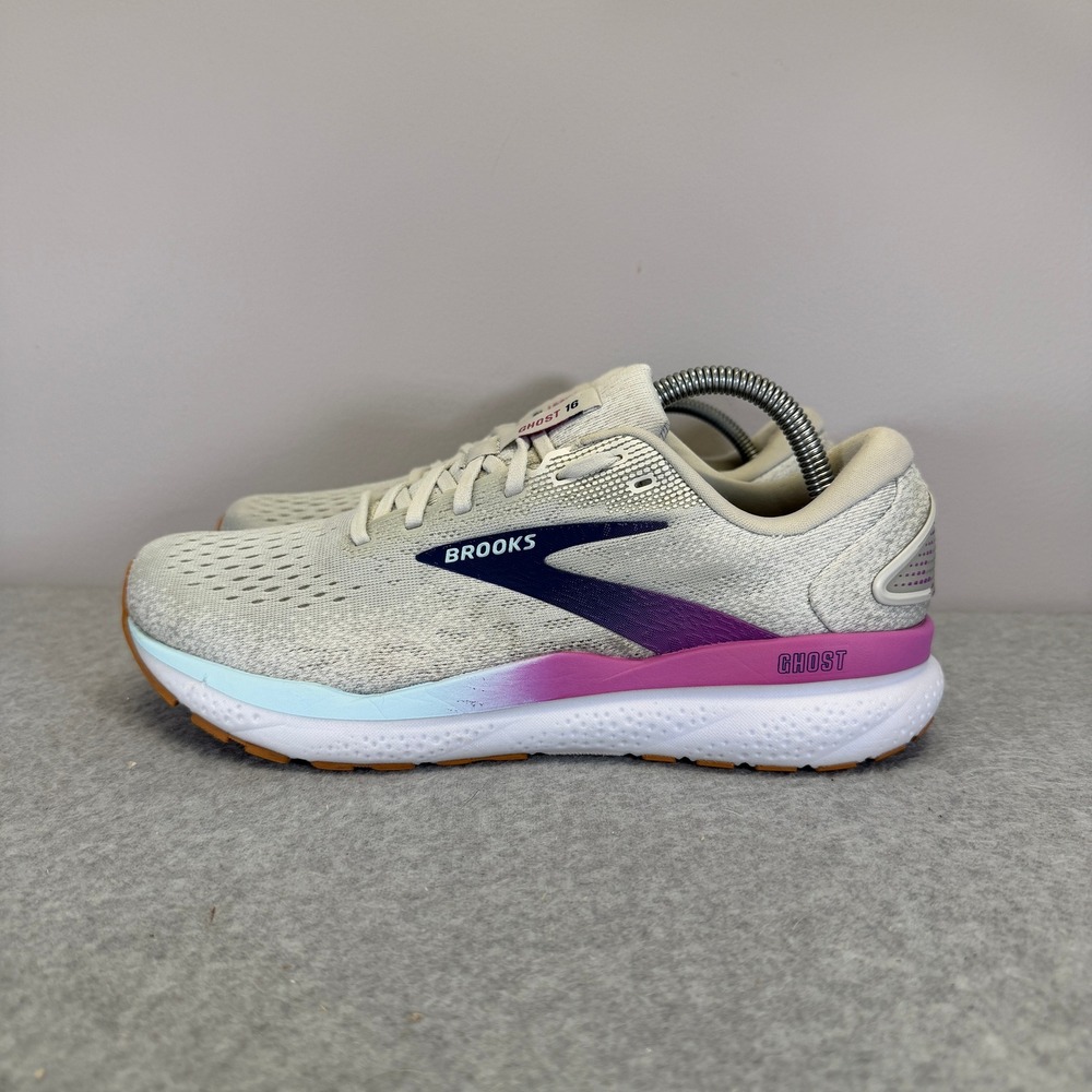 Brooks Ghost 16 Womens Shoes Size 9 Grey Purple Blue Running Sneaker 1204071B175
